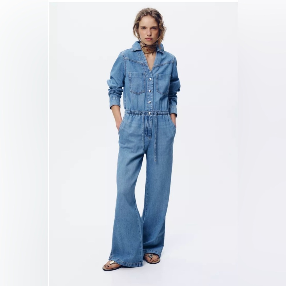 ZARA…ADJUSTABLE WAIST Z1975 DENIM
JUMPSUIT - Mid-blue